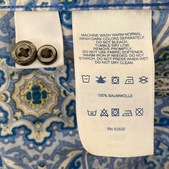 Lands End Women Paisley Button Up Top Size 22W No Iron Supima Boho Office Career - Picture 5 of 9